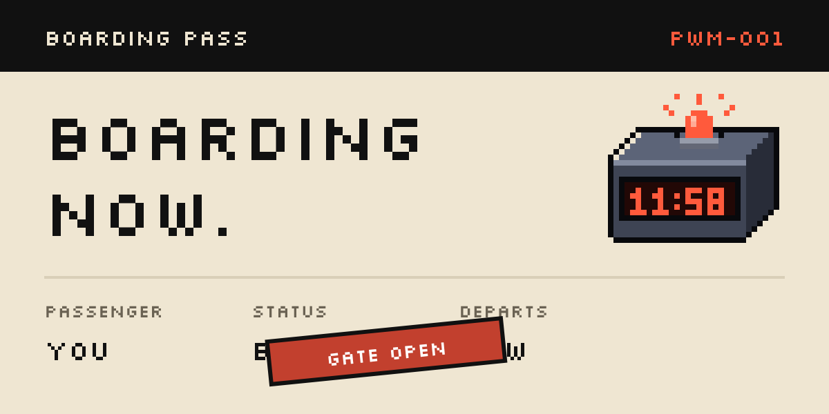 Boarding now email header